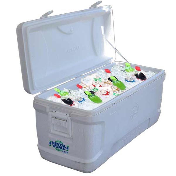 This 150 quart ice chest is a large, picnic style ice chest great for keeping drinks or food cold. It measures 42″x18.5″x21″.