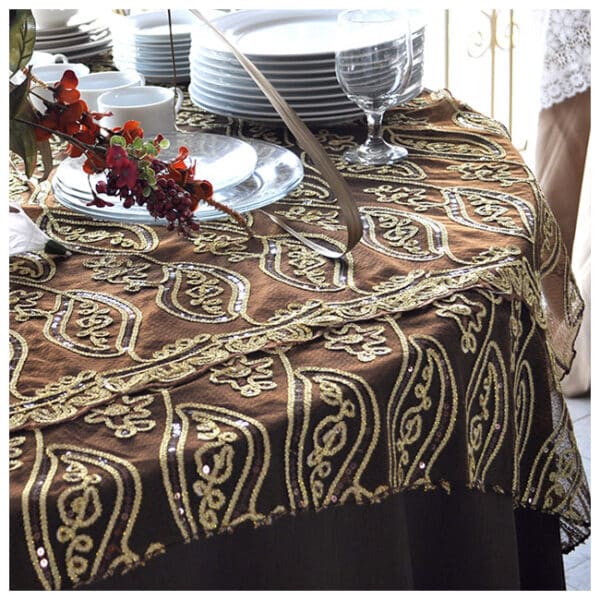 Brown with Gold Paisley Sequin
