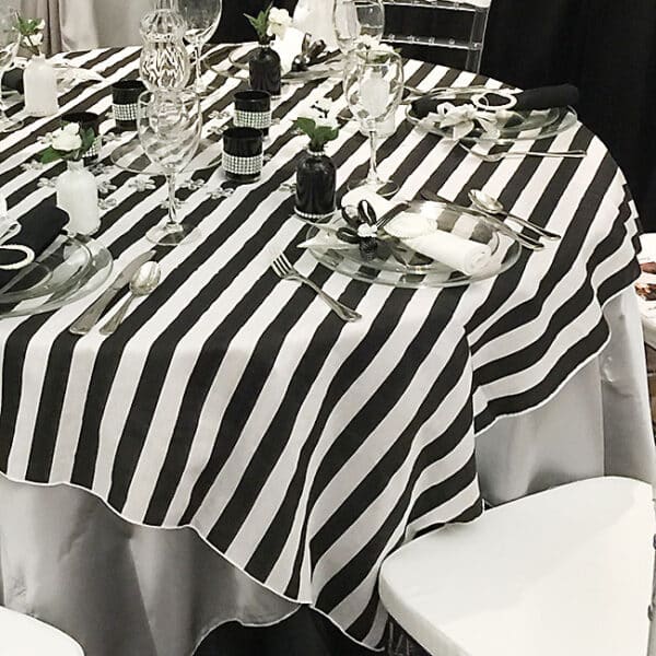 Black and White Stripes Table Topper