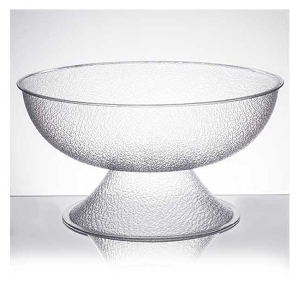 Serve your sparkling punch in style with this 3 gallon pebbled pedestal punch bowl! Not only does its clear construction allow for fast product identification, it also expertly showcases colorful beverages for an eye-catching appearance. Plus, its pedestal design is great for adding dimension to buffet tables at catered events.