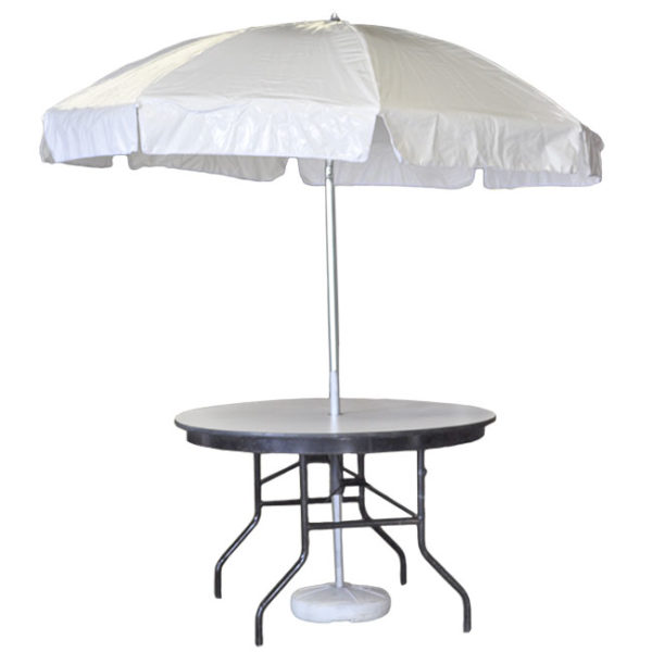 An umbrella table is great for parties or a barbecue on hot, sunny days!
