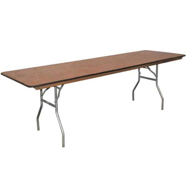 The 8' x 30" rectangular table is perfect to use as an event seating, meeting, or a bufffet table. Seats up to 10 guests - if using the ends
