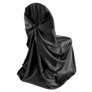 Satin Self Tie Chair Cover Black Rental Prorducts