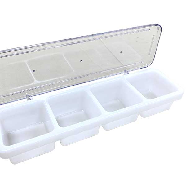 4 Compartment Bar Condiment Tray with Cover