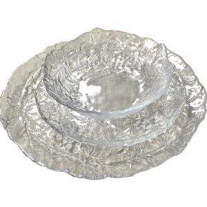 Clear Glass Leaf Pattern Dinnerware Rental Products