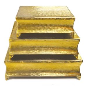 Square Hammered Gold Cake Stand