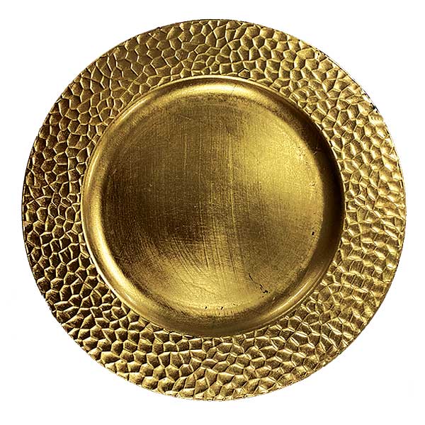 Round Gold Hammered Charge Plate 13" Rental Products