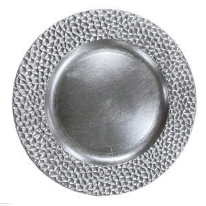 Round Silver Hammered Charger Plate 13" Rental Products
