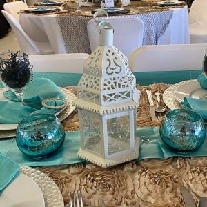 White Lacy Moroccan Candle Lantern Rental Products
