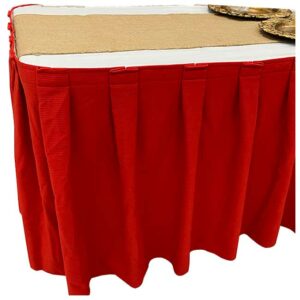 Pleated Polyester Table Skirt - Red