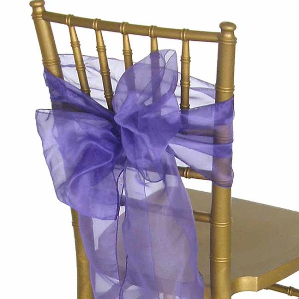 Organza Chair Sash Purple Rental Products