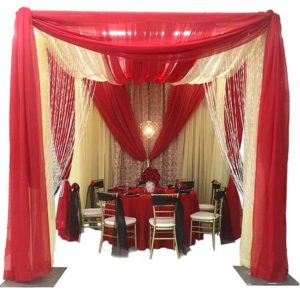 Red & Champagne 4 Post Canopy Rental Products