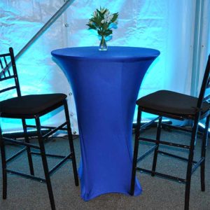 30" Cocktail Spandex Table Cover Royal Blue Rental Products