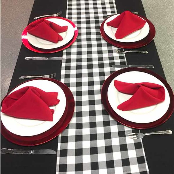 Checkered Table Runner Black & White Rental Products