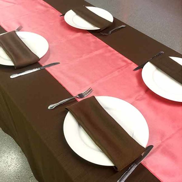 Taffeta Table Runner Coral Rental Products