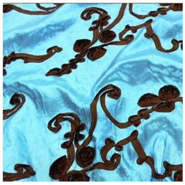 Turquoise with Brown Ribbon Linens